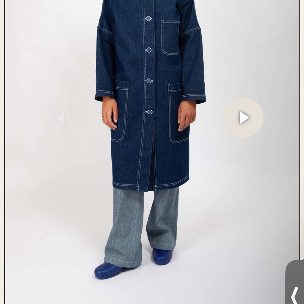 Gravel and Gold denim long coat in Shasta- perfect fisherman’s jacket
